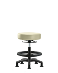 Vinyl Mini-Stool - Medium Bench Height with Black Foot Ring & Stationary Glides in Adobe White Trailblazer Vinyl VMBMS-RG-BF-RG-8501