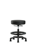 Vinyl Mini-Stool - Medium Bench Height with Black Foot Ring & Stationary Glides in Black Trailblazer Vinyl VMBMS-RG-BF-RG-8540