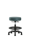 Vinyl Mini-Stool - Medium Bench Height with Black Foot Ring & Stationary Glides in Colonial Blue Trailblazer Vinyl VMBMS-RG-BF-RG-8546