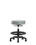 Vinyl Mini-Stool - Medium Bench Height with Black Foot Ring & Stationary Glides in Dove Trailblazer Vinyl VMBMS-RG-BF-RG-8567