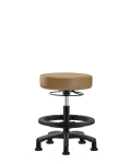Vinyl Mini-Stool - Medium Bench Height with Black Foot Ring & Stationary Glides in Taupe Trailblazer Vinyl VMBMS-RG-BF-RG-8584