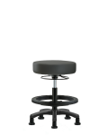 Vinyl Mini-Stool - Medium Bench Height with Black Foot Ring & Stationary Glides in Charcoal Trailblazer Vinyl VMBMS-RG-BF-RG-8605