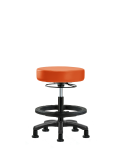 Vinyl Mini-Stool - Medium Bench Height with Black Foot Ring & Stationary Glides in Orange Kist Trailblazer Vinyl VMBMS-RG-BF-RG-8613