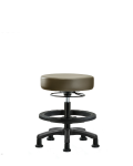 Vinyl Mini-Stool - Medium Bench Height with Black Foot Ring & Stationary Glides in Taupe Supernova Vinyl VMBMS-RG-BF-RG-8809