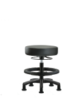 Vinyl Mini-Stool - Medium Bench Height with Black Foot Ring & Stationary Glides in Carbon Supernova Vinyl VMBMS-RG-BF-RG-8823