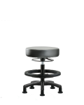 Vinyl Mini-Stool - Medium Bench Height with Black Foot Ring & Stationary Glides in Sterling Supernova Vinyl VMBMS-RG-BF-RG-8840