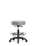 Vinyl Mini-Stool - Medium Bench Height with Chrome Foot Ring & Casters in Dove Trailblazer Vinyl VMBMS-RG-CF-RC-8567