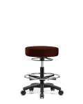 Vinyl Mini-Stool - Medium Bench Height with Chrome Foot Ring & Casters in Burgundy Trailblazer Vinyl VMBMS-RG-CF-RC-8569