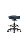 Vinyl Mini-Stool - Medium Bench Height with Chrome Foot Ring & Casters in Imperial Blue Trailblazer Vinyl VMBMS-RG-CF-RC-8582