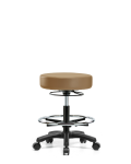 Vinyl Mini-Stool - Medium Bench Height with Chrome Foot Ring & Casters in Taupe Trailblazer Vinyl VMBMS-RG-CF-RC-8584