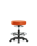Vinyl Mini-Stool - Medium Bench Height with Chrome Foot Ring & Casters in Orange Kist Trailblazer Vinyl VMBMS-RG-CF-RC-8613