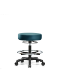 Vinyl Mini-Stool - Medium Bench Height with Chrome Foot Ring & Casters in Marine Blue Supernova Vinyl VMBMS-RG-CF-RC-8801