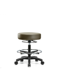 Vinyl Mini-Stool - Medium Bench Height with Chrome Foot Ring & Casters in Taupe Supernova Vinyl VMBMS-RG-CF-RC-8809