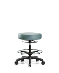 Vinyl Mini-Stool - Medium Bench Height with Chrome Foot Ring & Casters in Storm Supernova Vinyl VMBMS-RG-CF-RC-8822