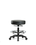 Vinyl Mini-Stool - Medium Bench Height with Chrome Foot Ring & Casters in Carbon Supernova Vinyl VMBMS-RG-CF-RC-8823