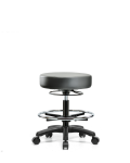 Vinyl Mini-Stool - Medium Bench Height with Chrome Foot Ring & Casters in Sterling Supernova Vinyl VMBMS-RG-CF-RC-8840