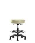 Vinyl Mini-Stool - Medium Bench Height with Chrome Foot Ring & Stationary Glides in Adobe White Trailblazer Vinyl VMBMS-RG-CF-RG-8501