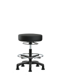 Vinyl Mini-Stool - Medium Bench Height with Chrome Foot Ring & Stationary Glides in Black Trailblazer Vinyl VMBMS-RG-CF-RG-8540