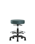 Vinyl Mini-Stool - Medium Bench Height with Chrome Foot Ring & Stationary Glides in Colonial Blue Trailblazer Vinyl VMBMS-RG-CF-RG-8546