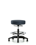 Vinyl Mini-Stool - Medium Bench Height with Chrome Foot Ring & Stationary Glides in Imperial Blue Trailblazer Vinyl VMBMS-RG-CF-RG-8582