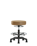 Vinyl Mini-Stool - Medium Bench Height with Chrome Foot Ring & Stationary Glides in Taupe Trailblazer Vinyl VMBMS-RG-CF-RG-8584