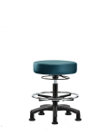 Vinyl Mini-Stool - Medium Bench Height with Chrome Foot Ring & Stationary Glides in Marine Blue Supernova Vinyl VMBMS-RG-CF-RG-8801