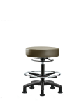 Vinyl Mini-Stool - Medium Bench Height with Chrome Foot Ring & Stationary Glides in Taupe Supernova Vinyl VMBMS-RG-CF-RG-8809