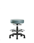Vinyl Mini-Stool - Medium Bench Height with Chrome Foot Ring & Stationary Glides in Storm Supernova Vinyl VMBMS-RG-CF-RG-8822