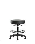 Vinyl Mini-Stool - Medium Bench Height with Chrome Foot Ring & Stationary Glides in Carbon Supernova Vinyl VMBMS-RG-CF-RG-8823