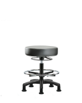 Vinyl Mini-Stool - Medium Bench Height with Chrome Foot Ring & Stationary Glides in Sterling Supernova Vinyl VMBMS-RG-CF-RG-8840