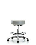 Vinyl Stool without Back Chrome - Medium Bench Height with Chrome Foot Ring & Casters in Dove Trailblazer Vinyl VMBSO-CR-CF-CC-8567