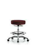Vinyl Stool without Back Chrome - Medium Bench Height with Chrome Foot Ring & Casters in Burgundy Trailblazer Vinyl VMBSO-CR-CF-CC-8569
