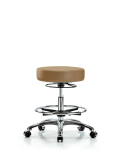 Vinyl Stool without Back Chrome - Medium Bench Height with Chrome Foot Ring & Casters in Taupe Trailblazer Vinyl VMBSO-CR-CF-CC-8584