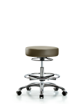 Vinyl Stool without Back Chrome - Medium Bench Height with Chrome Foot Ring & Casters in Taupe Supernova Vinyl VMBSO-CR-CF-CC-8809