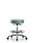 Vinyl Stool without Back Chrome - Medium Bench Height with Chrome Foot Ring & Casters in Storm Supernova Vinyl VMBSO-CR-CF-CC-8822