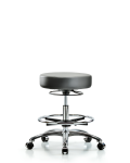 Vinyl Stool without Back Chrome - Medium Bench Height with Chrome Foot Ring & Casters in Sterling Supernova Vinyl VMBSO-CR-CF-CC-8840