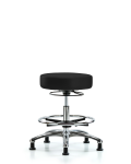 Vinyl Stool without Back Chrome - Medium Bench Height with Chrome Foot Ring & Stationary Glides in Black Trailblazer Vinyl VMBSO-CR-CF-RG-8540