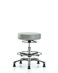 Vinyl Stool without Back Chrome - Medium Bench Height with Chrome Foot Ring & Stationary Glides in Dove Trailblazer Vinyl VMBSO-CR-CF-RG-8567