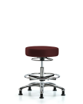Vinyl Stool without Back Chrome - Medium Bench Height with Chrome Foot Ring & Stationary Glides in Burgundy Trailblazer Vinyl VMBSO-CR-CF-RG-8569