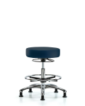 Vinyl Stool without Back Chrome - Medium Bench Height with Chrome Foot Ring & Stationary Glides in Imperial Blue Trailblazer Vinyl VMBSO-CR-CF-RG-8582