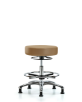 Vinyl Stool without Back Chrome - Medium Bench Height with Chrome Foot Ring & Stationary Glides in Taupe Trailblazer Vinyl VMBSO-CR-CF-RG-8584