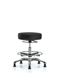 Vinyl Stool without Back Chrome - Medium Bench Height with Chrome Foot Ring & Stationary Glides in Charcoal Trailblazer Vinyl VMBSO-CR-CF-RG-8605