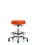Vinyl Stool without Back Chrome - Medium Bench Height with Chrome Foot Ring & Stationary Glides in Orange Kist Trailblazer Vinyl VMBSO-CR-CF-RG-8613
