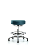Vinyl Stool without Back Chrome - Medium Bench Height with Chrome Foot Ring & Stationary Glides in Marine Blue Supernova Vinyl VMBSO-CR-CF-RG-8801