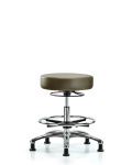 Vinyl Stool without Back Chrome - Medium Bench Height with Chrome Foot Ring & Stationary Glides in Taupe Supernova Vinyl VMBSO-CR-CF-RG-8809