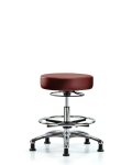 Vinyl Stool without Back Chrome - Medium Bench Height with Chrome Foot Ring & Stationary Glides in Taupe Supernova Vinyl VMBSO-CR-CF-RG-8815