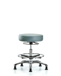Vinyl Stool without Back Chrome - Medium Bench Height with Chrome Foot Ring & Stationary Glides in Storm Supernova Vinyl VMBSO-CR-CF-RG-8822