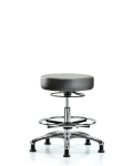 Vinyl Stool without Back Chrome - Medium Bench Height with Chrome Foot Ring & Stationary Glides in Sterling Supernova Vinyl VMBSO-CR-CF-RG-8840