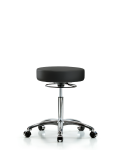 Vinyl Stool without Back Chrome - Medium Bench Height with Casters in Black Trailblazer Vinyl VMBSO-CR-NF-CC-8540