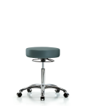 Vinyl Stool without Back Chrome - Medium Bench Height with Casters in Colonial Blue Trailblazer Vinyl VMBSO-CR-NF-CC-8546
